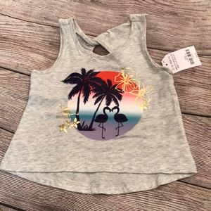 Crazy 8 12-18M Girls Palm Tree Flamingo Tank NWT
